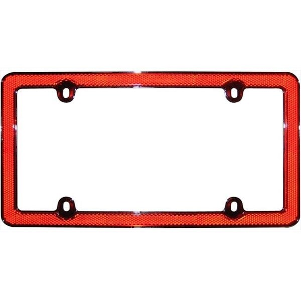 Strike3 Red Reflector II License Plate Frame; Chrome With Red